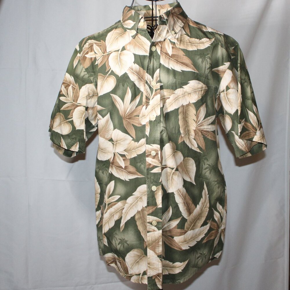 Vtg David Taylor Collection Men’s Small Green Tropical Hawaiian Shirt All Cotton